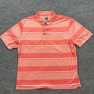 Pro Tour Cool Play Mens Polo Shirt XXL Orange Striped Short Sleeve Activewear